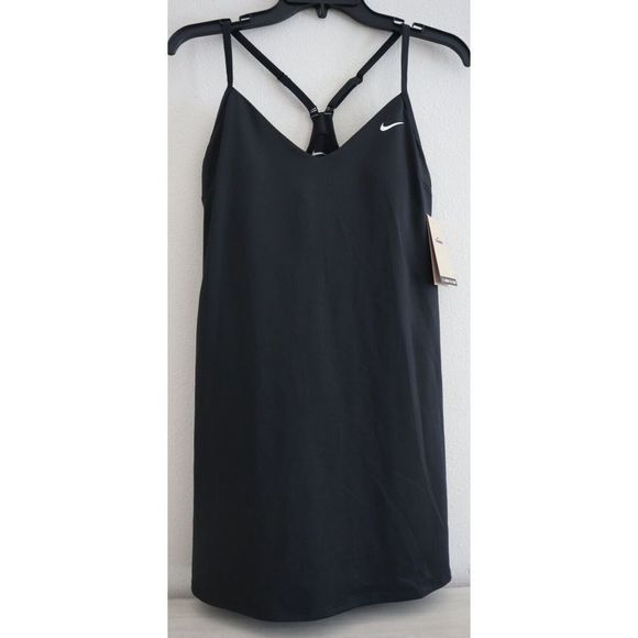 Nike Swim NESSB217 001 Women's Sz Small Black Essential Racerback Swim Dress $64 - Picture 1 of 8